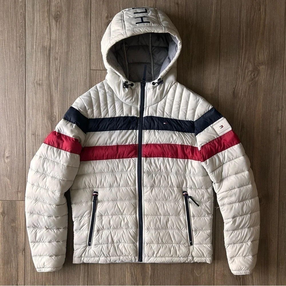 Tommy Hilfiger | Quilted Color Blocked Hooded Puffer Jacket (Small)